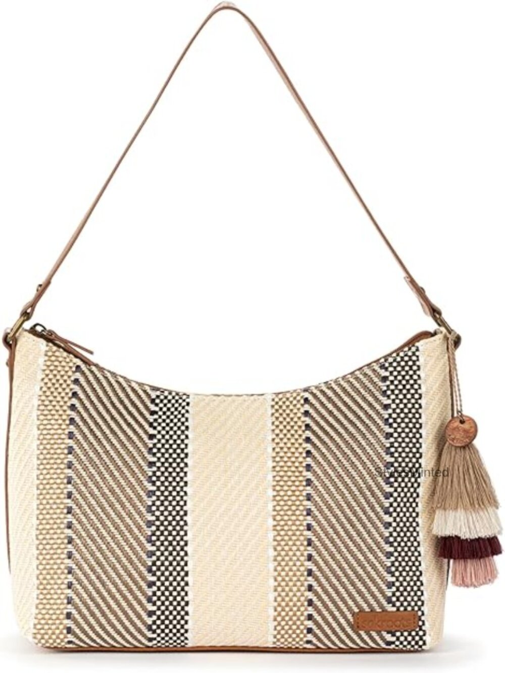 Spacious Lightweight Hobo Shoulder Bag with Zipper Closure and Detachable Key
